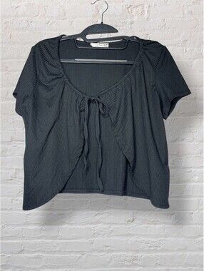 Forever Rose Couture Ribbed Tie-Front Top Festival Y2K Retro Coquette Cropped